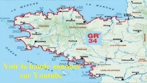 La carte de Bretagne avec en tacé rouge sur son pourtour le GR34