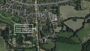 Vue satellite de Bruz permettant de localiser le parking de covoiturage des marcheurs Bruzois