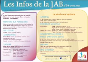 Aperçu de la lettre d'infos JAB Avril 2019