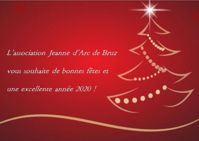 Voeux de la JAB sur un fond rouge et sapin de noel doré