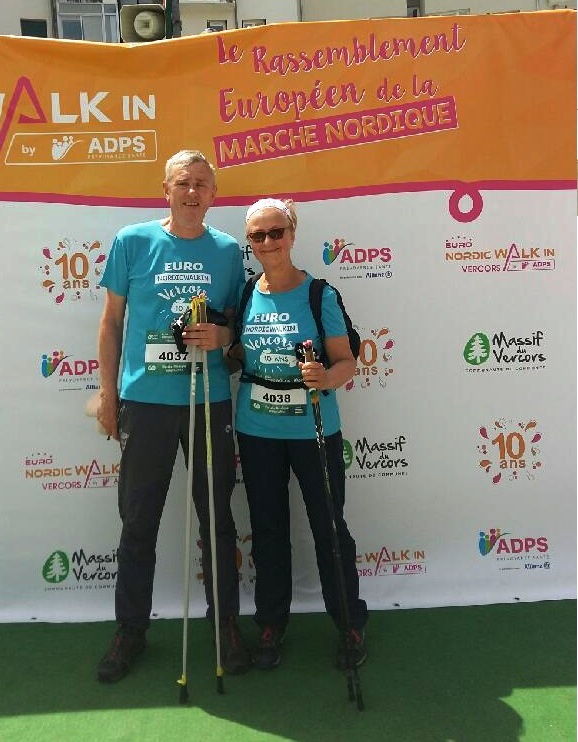 Gilles et Jacqueline en photo lors de l'Euro Nordic Walk In