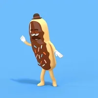 Un éclair aux chocolat qui se dandine. Il est paré de paillettes colorées en sucre