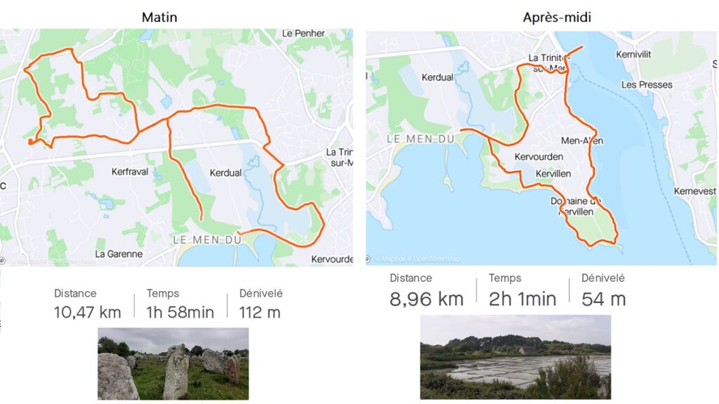 Carte des circuits du matin et de l'après-midi